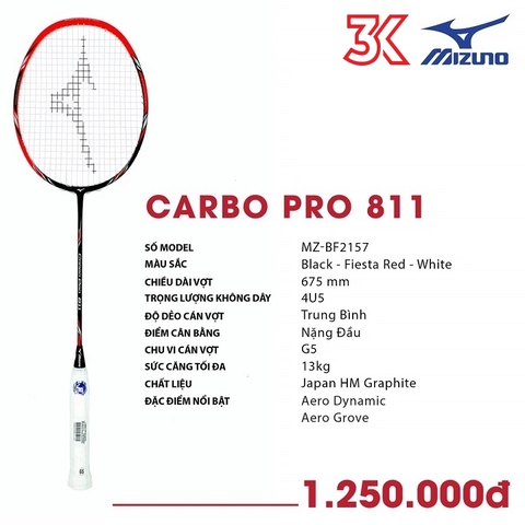 Vợt cầu lông Mizuno Carbo Pro 811 1 Khung vợt 1 Túi [Chính hãng] [Ảnh thật] [Có bảo hành] [Có sẵn]