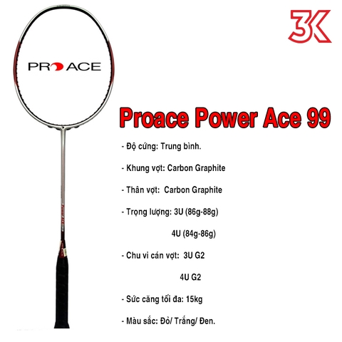 Vợt Cầu Lông Proace Power Ace 99 1 khung vợt 1 túi [FreeShip] [BH 4 Tháng] [Ảnh thật] [Chính hãng]