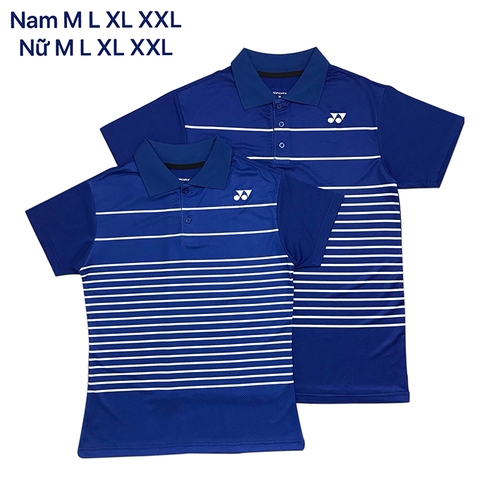 Áo cầu lông yonex cổ bẻ 2019 Nam nữ Xanh dương