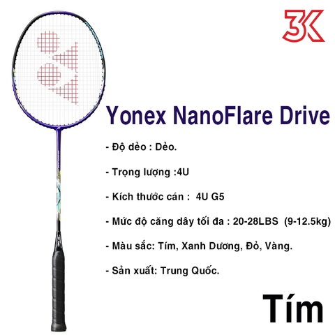 Vợt cầu lông Yonex NanoFlare Drive 1 Khung vợt 1 Túi [Chính hãng] [Ảnh thật] [BH 3 Tháng] [Có sẵn]