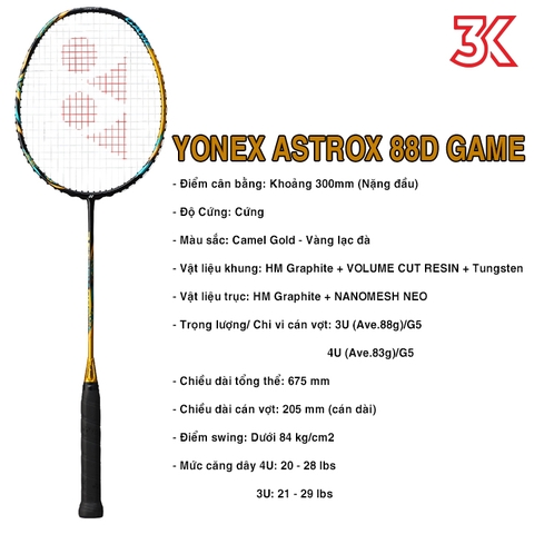 Vợt Cầu Lông Yonex Astrox 88D Game 1 khung vợt 1 túi [Chính hãng][bảo hành 3T]