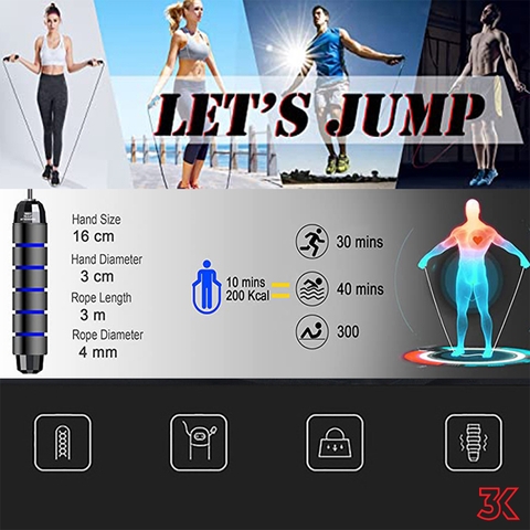 Dây nhảy tập thể dục lõi thép loại tốt [Tặng mã 50k] [Có bảo hành] [Ảnh thật][FreeShip]