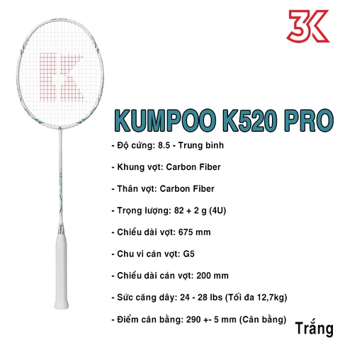 Vợt Cầu Lông Kumpoo Power Control K520 Pro 1 khung vợt 1 túi Tặng lưới  [Chính hãng][bảo hành 2T]