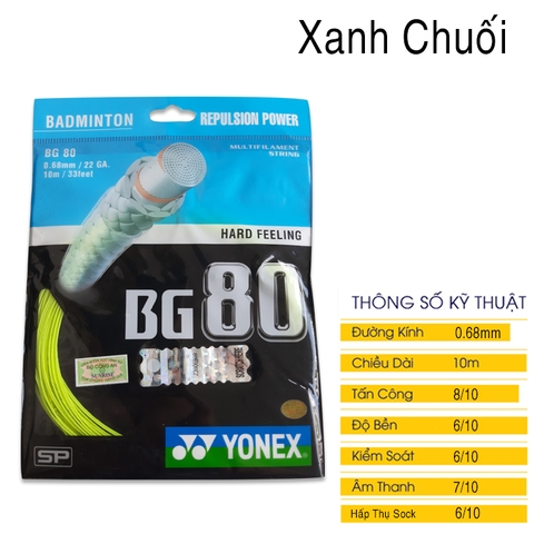 Dây đan vợt cầu lông Yonex BG 80 1 bộ
