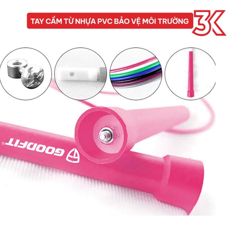 Dây nhảy thể dục chính hãng, lõi thép siêu bền GoodFit GF904JR