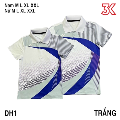 Áo cầu lông Yonex cổ bẻ  Nam Nữ mẫu DH1 Trắng 1 Áo