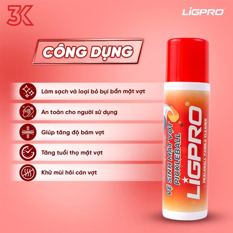 Chai Xịt vệ sinh mặt vợt Pickleball Ligpro 200ml
