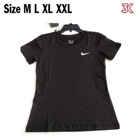 Áo thể thao nữ cổ tròn 2019 Đen