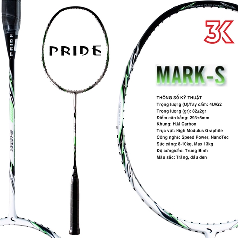 Vợt Cầu Lông Pride Mark S 1 Khung Vợt 1 Túi [Chính hãng] [Có bảo hành 3T] [Tặng mã 50k] [Ảnh thật]