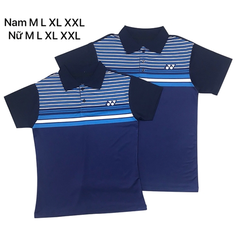 Áo thun cầu lông yonex cổ bẻ 2019 Nam nữ Xanh dương