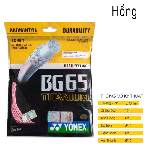 Dây đan vợt cầu lông Yonex BG65 TITANIUM 1 bộ