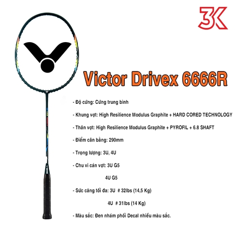 Vợt Cầu Lông Victor Drivex 6666R 1 Khung vợt 1 túi [Chính hãng]