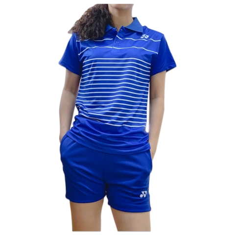 Áo cầu lông yonex cổ bẻ 2019 Nam nữ Xanh dương