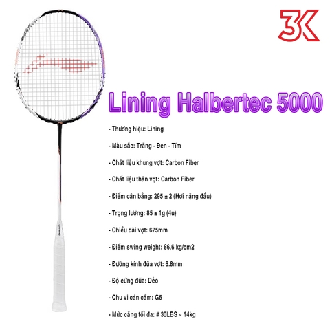 Vợt Cầu Lông Lining Halbertec 5000 Nội Địa 1 Khung 1 Túi  [Chính hãng][bảo hành 2T]