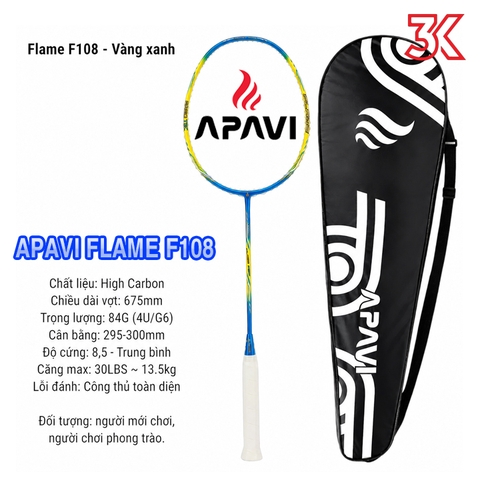 Vợt Cầu Lông APAVI FLAME F108 1 khung vợt 1 túi [Chính hãng][bảo hành 6T]
