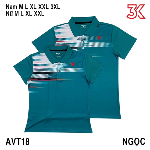 Áo cầu lông VICTEC cổ bẻ  Nam Nữ mẫu AVT18 Xanh ngọc