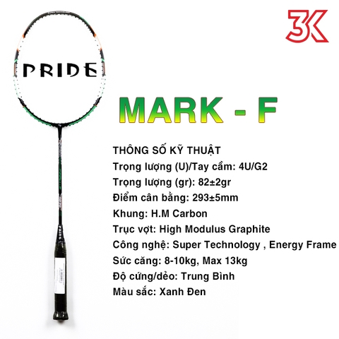 Vợt Cầu Lông Pride MARK-F 1 khung vợt 1 túi [Chính hãng][bảo hành 3T]