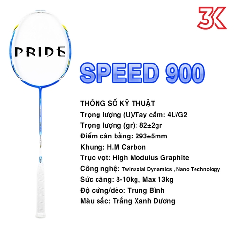 Vợt cầu lông Pride Speed 900 4U 1 Khung Vợt 1 Túi [Tặng mã 50k] [Chính hãng] [FreeShip] [Ảnh thật] [Có bảo hành 3T]