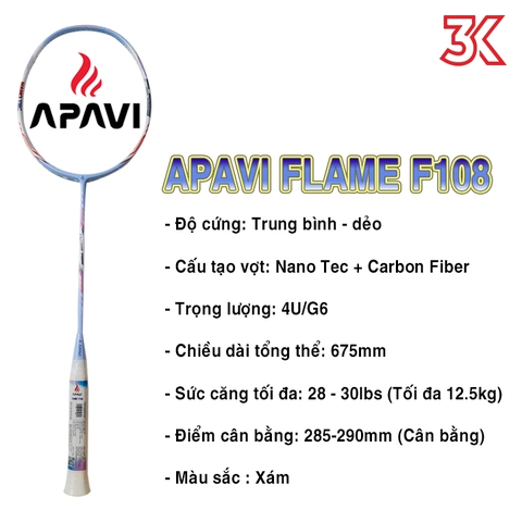 Vợt Cầu Lông APAVI FLAME F108 1 khung vợt 1 túi [Chính hãng][bảo hành 6T]