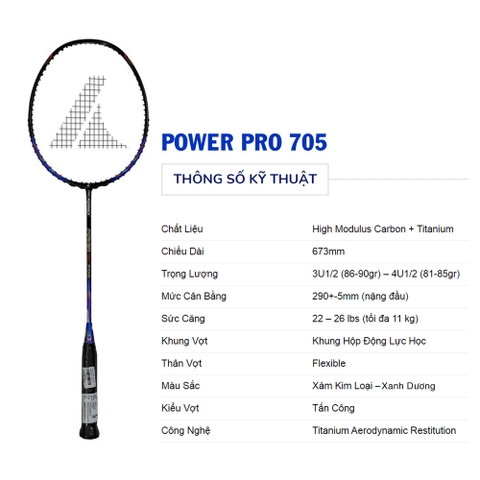Vợt cầu lông ProKennex POWER PRO 705 1 khung 1 túi