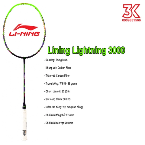 Vợt cầu lông Lining Lightning 3000 green 1 Khung vợt 1 Túi [Chính hãng] [Ảnh thật] [Có bảo hành]