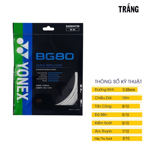 Dây đan vợt cầu lông Yonex BG 80 1 bộ