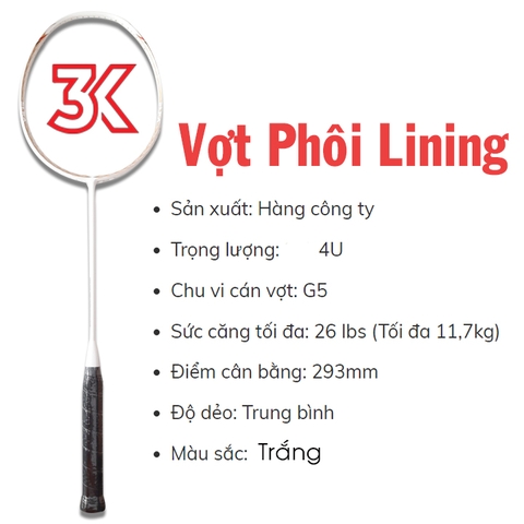 Vợt cầu lông phôi Lining 1 Khung vợt 1 Túi [Chính hãng] [Ảnh thật] [Có bảo hành] [Có sẵn]