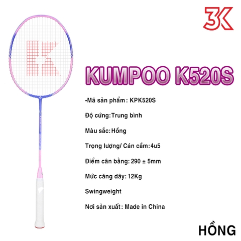 Vợt Cầu Lông Kumpoo Power Control K520S 1 khung vợt 1 túi [Chính hãng][bảo hành 2T]