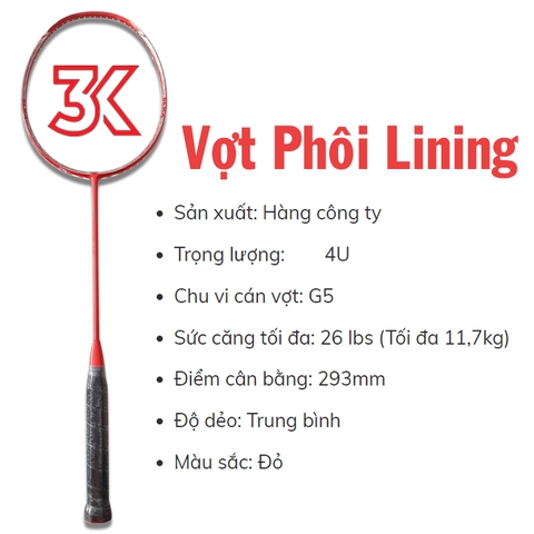 Vợt cầu lông phôi Lining 1 Khung vợt 1 Túi [Chính hãng] [Ảnh thật] [Có bảo hành] [Có sẵn]