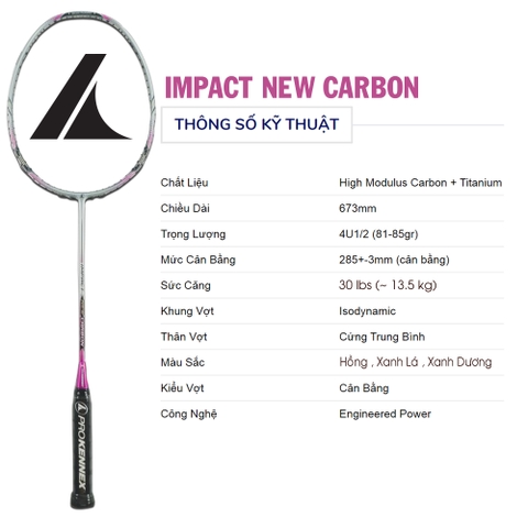 Vợt cầu lông ProKennex IMPACT NEW CARBON 1 vợt 1 túi