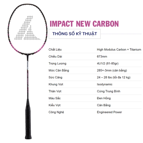 Vợt cầu lông ProKennex IMPACT NEW CARBON 1 vợt 1 túi