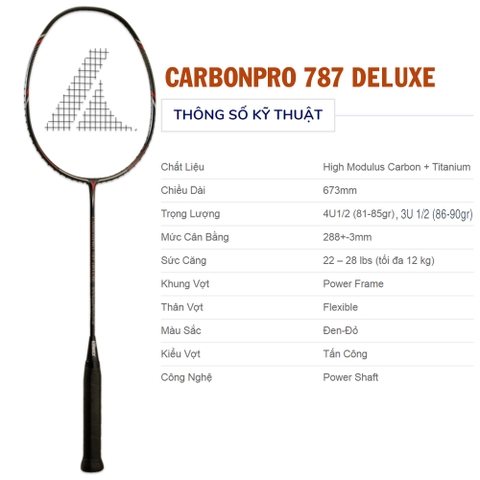 Vợt cầu lông ProKennex CARBON PRO 787 DELUXE 1 vợt 1 túi