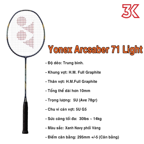 Vợt cầu lông Yonex Arcsaber 71 Light 1 Khung vợt 1 Túi [Chính hãng] [Ảnh thật] [BH 3 Tháng] [Có sẵn]