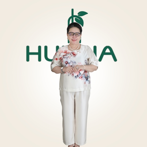 Đồ Bộ Lụa Nữ Trung Niên 9 Tấc - Bộ Đồ Kiểu Cho Mẹ Thiết Kế Hoa Sang Trọng, Tôn Dáng, Che Khuyết Điểm HA58 | HUY HÀ