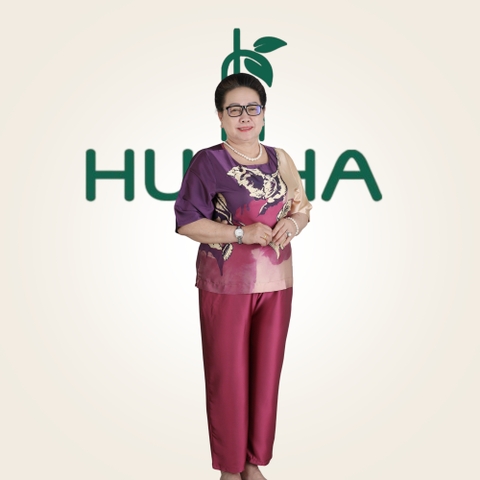 (Mẫu HA40) - Đồ trung niên nữ HUY HÀ, chất vải lụa tơ tằm, áo cổ tròn quần 9 tấc