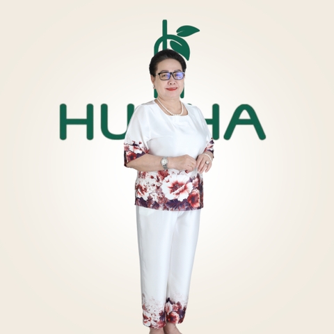 Đồ Bộ Trung Niên Nữ Sang Trọng HA56 - Bộ Lụa 9 Tấc Họa Tiết Hoa Cao Cấp, Quần Ống Đứng Tôn Dáng Cho Mẹ  | HUY HÀ