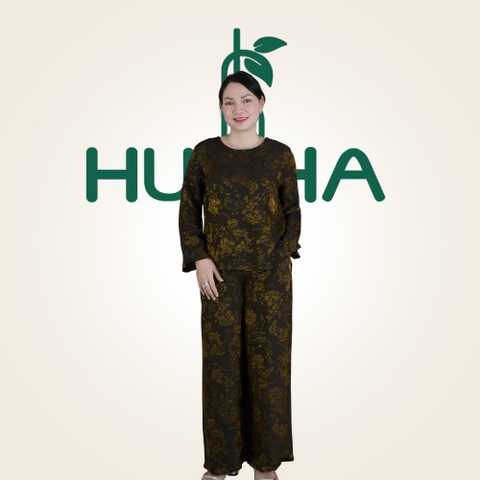 Đồ bộ lụa tầm Nha Xá trung niên cao cấp LT08 – Thiết kế sang trọng, mặc nhà, đi chùa - Quà tặng mẹ ý nghĩa | HUY HÀ