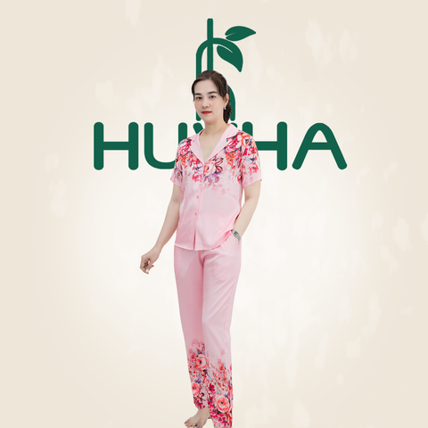 (Mã B48) Đồ bộ trung niên Huy Hà , đồ vải lụa latin , kiểu dáng bijama tay ngắn
