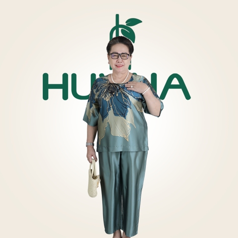 (Mã T32 ) Đồ bộ trung niên Huy Hà : cổ tròn , tay lỡ , quần 9 tất , chất vải tơ tằm