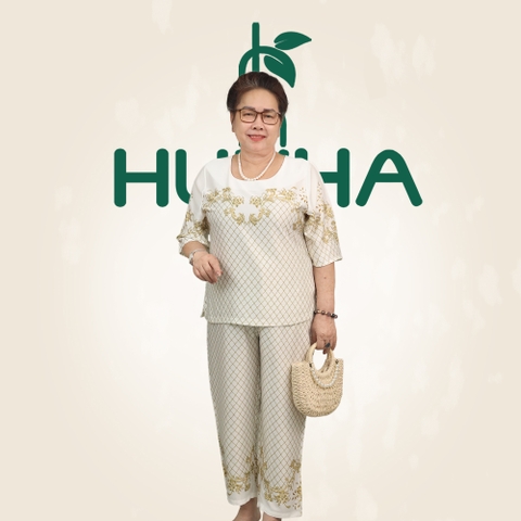 (Mã T4) Đồ bộ trung niên Huy Hà , bộ lụa chất vải tơ tằm, kiểu áo tay lở cổ tròn quần 9 tất