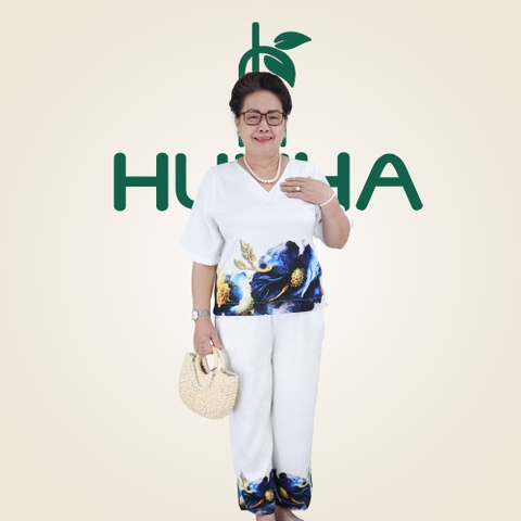 (Mã A10) Đồ bộ trung niên cổ tim HUY HÀ - mẫu lụa thường ngày