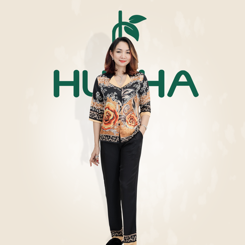 (Mã B4) Đồ bộ trung niên Huy Hà ,  kiểu dáng bijama tay lỡ , đồ vải lụa latin