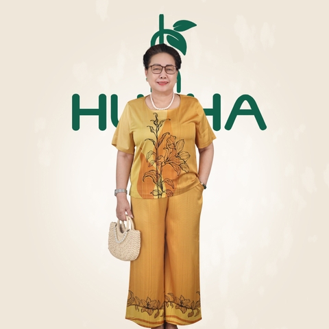 (Mã D7)  Đồ bộ trung niên Huy Hà  ,  kiểu dáng : cổ tròn , tay lỡ , quần ống rộng , bộ lụa chất vải tơ tằm