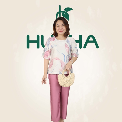 (Mẫu HA12) - Đồ bộ trung niên HUY HÀ - Lụa tơ tầm