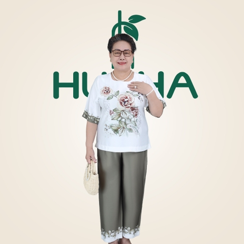 (Mẫu HA50) - Đồ bộ trung niên mặc nhà - HUY HÀ - đồ bộ cho bà, cho mẹ - quà tặng mẹ