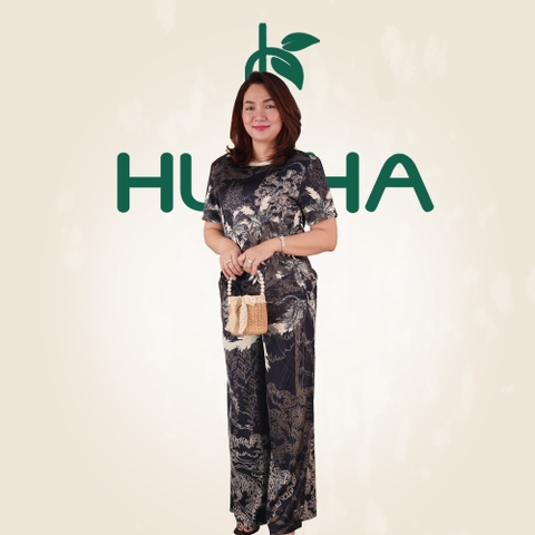 (Mẫu M15) - Đồ trung niên nữ HUY HÀ , lụa tơ tầm - quần dài ống rộng , tay ngắn