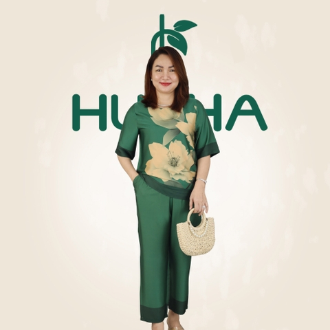 (Mã T8) Đồ bộ trung niên Huy Hà  , kiểu dáng : cổ tròn , tay lỡ  ,  chất vải tơ tằm