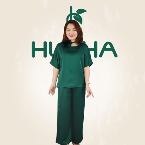 (Mẫu TK14 ) - Đồ trung niên nữ HUY HÀ, vải lụa tô châu, tay liền, quần ống rộng