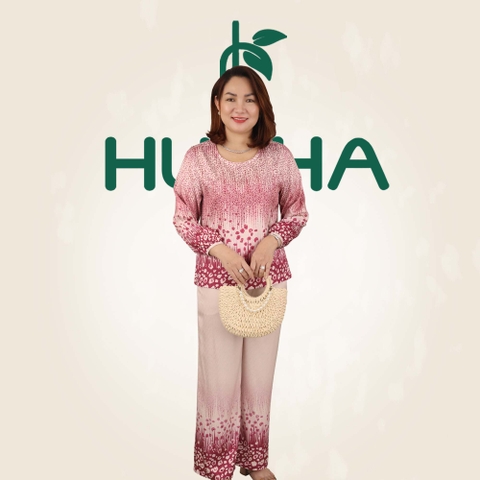 (Mẫu V28) - Đồ thiết kế trung niên HUY HÀ - Gấm , quần dài , tay dài viền