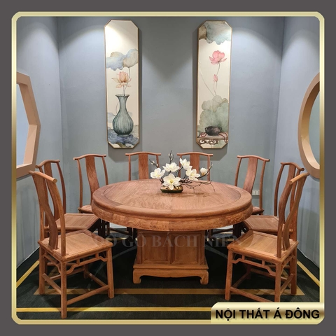 Bộ bàn ăn tròn Á Đông BA22